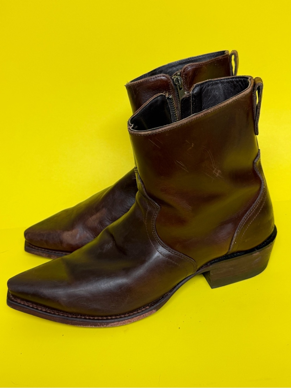 Tecovas The Blaze Men's US Size 9D Dark Copper Cowhide Zip Boots